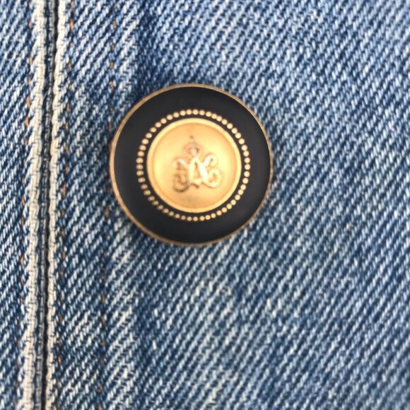 VTG Color Me Cotton Blue Denim Duster Coat Embroidered Flowers/ Buttons  L/XL - Picture 5 of 16